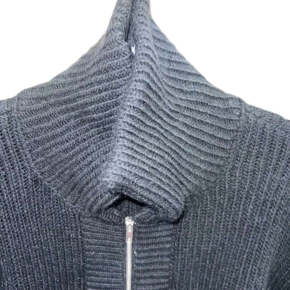 ASOS Black Ribbed Zip Cardigan Size L - Picture 14 of 14